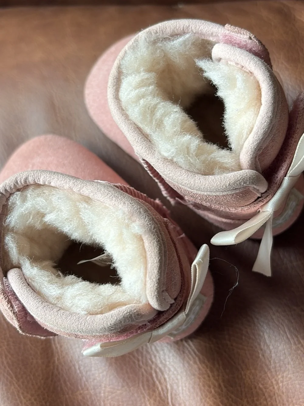 UGG Kids Pink Suede Shearling Booties